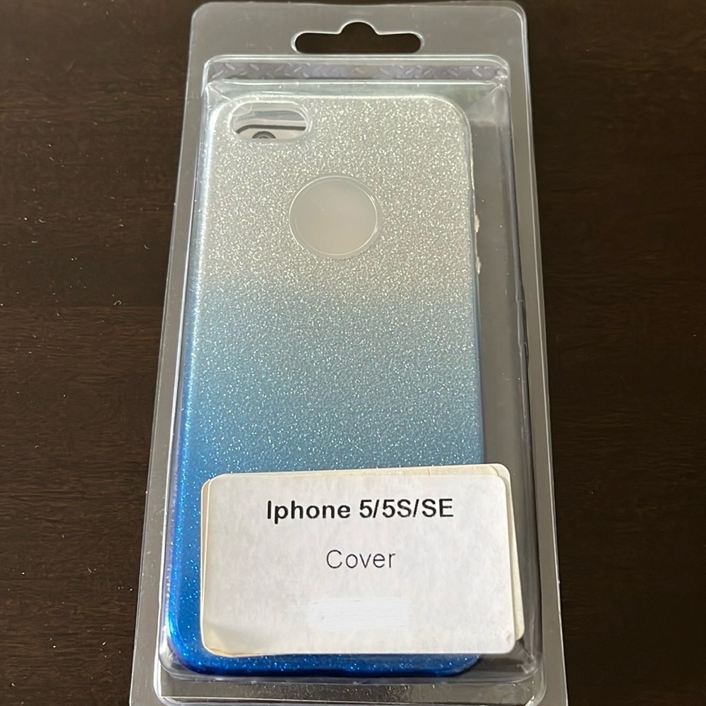 iPhone 5/5S/(1st gen) SE case - silver & blue glitter sparkling ombre NWT